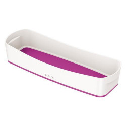 LEITZ Bac de rangement MYBOX long sans couvercle en ABS. Coloris Blanc fond Violet