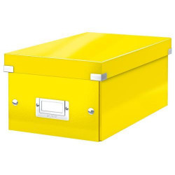 LEITZ Boîte de rangement DVD Click&Store Office. Contenance 20 DVD standard ou 40 slim. Coloris jaune