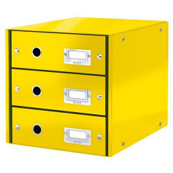 LEITZ Module de classement 3 tiroirs WOW en carton recouvert de polypropylène. Coloris Jaune