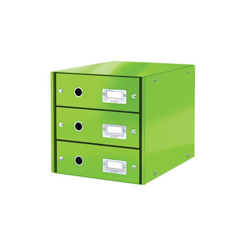 LEITZ Module de classement 3 tiroirs WOW en carton recouvert de polypropylène. Coloris Vert