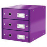 LEITZ Module de classement 3 tiroirs WOW en carton recouvert de polypropylène. Coloris Violet