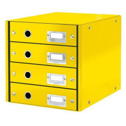 LEITZ Module de classement 4 tiroirs WOW en carton recouvert de polypropylène. Coloris Jaune