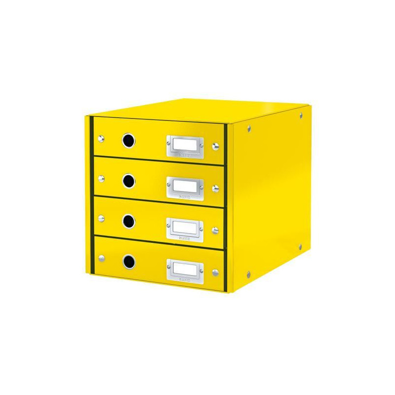 LEITZ Module de classement 4 tiroirs WOW en carton recouvert de polypropylène. Coloris Jaune