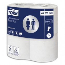 TORK Colis de 12 paquets de 4 rouleaux Papier toilette traditionnel Advanced Blanc 2 plis 200 feuilles