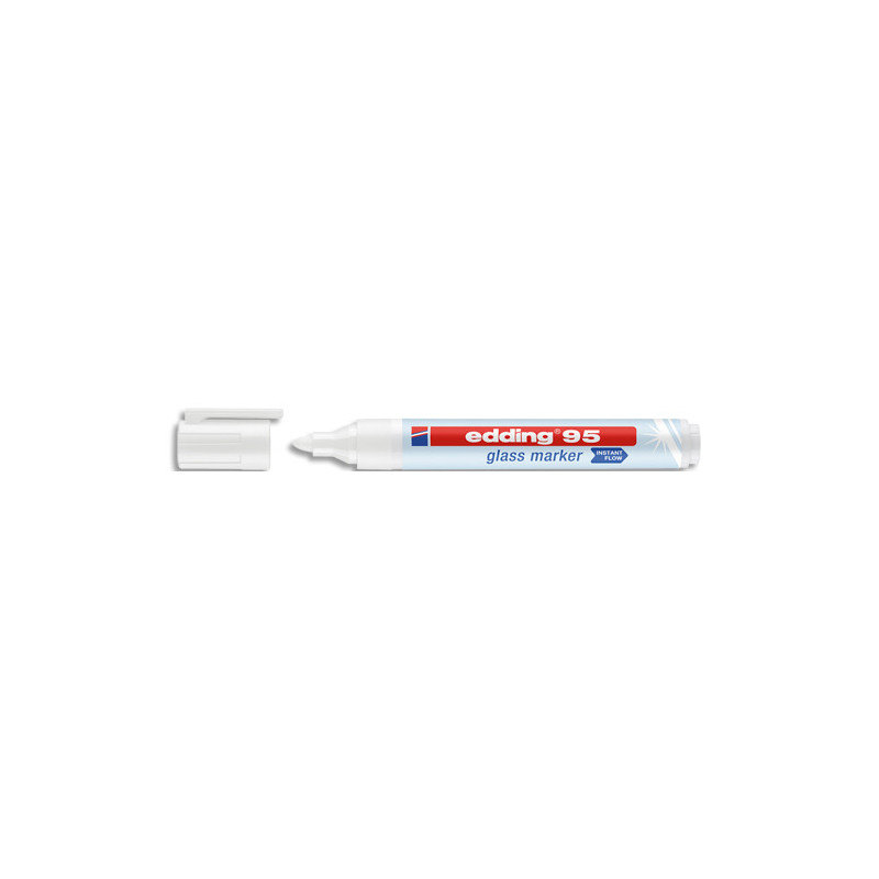 EDDING Marqueur E-95 effaçable à sec pour tableau en verre. Coloris blanc