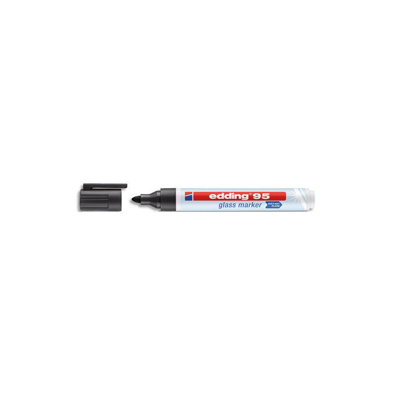 EDDING Marqueur E-95 effaçable à sec pour tableau en verre. Coloris noir