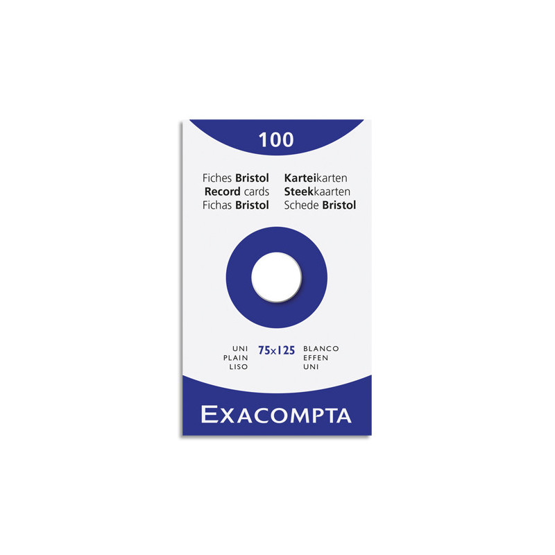 EXACOMPTA Etui de 100 fiches bristol non perforées 75x125mm (A7) unies Blanc