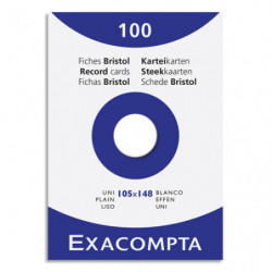 EXACOMPTA Etui de 100 fiches bristol non perforées 105x148mm (A6) unies Blanc