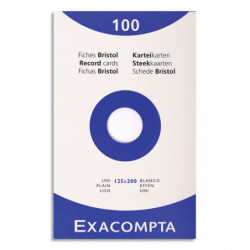 EXACOMPTA Etui de 100 fiches bristol non perforées 125x200mm unies Blanc