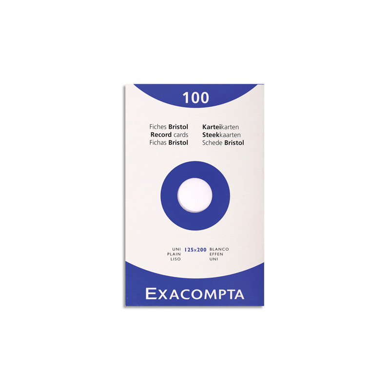 EXACOMPTA Etui de 100 fiches bristol non perforées 125x200mm unies Blanc