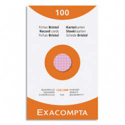 EXACOMPTA Etui de 100 fiches bristol non perforées 125x200mm quadrillées 5x5 assortis