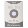 EXACOMPTA Etui de 100 fiches bristol non perforées 210x297mm (A4) quadrillées 5x5 Blanc