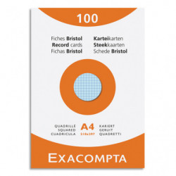 EXACOMPTA Etui de 100 fiches bristol non perforées 210x297mm (A4) 5x5 assortis