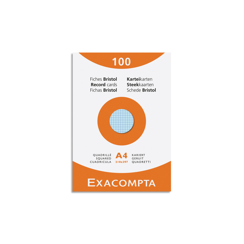 EXACOMPTA Etui de 100 fiches bristol non perforées 210x297mm (A4) 5x5 assortis