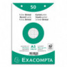 EXACOMPTA Sachet de 50 fiches bristol (sous-film) perforées 148x210mm (A5) quadrillées 5x5 Blanc