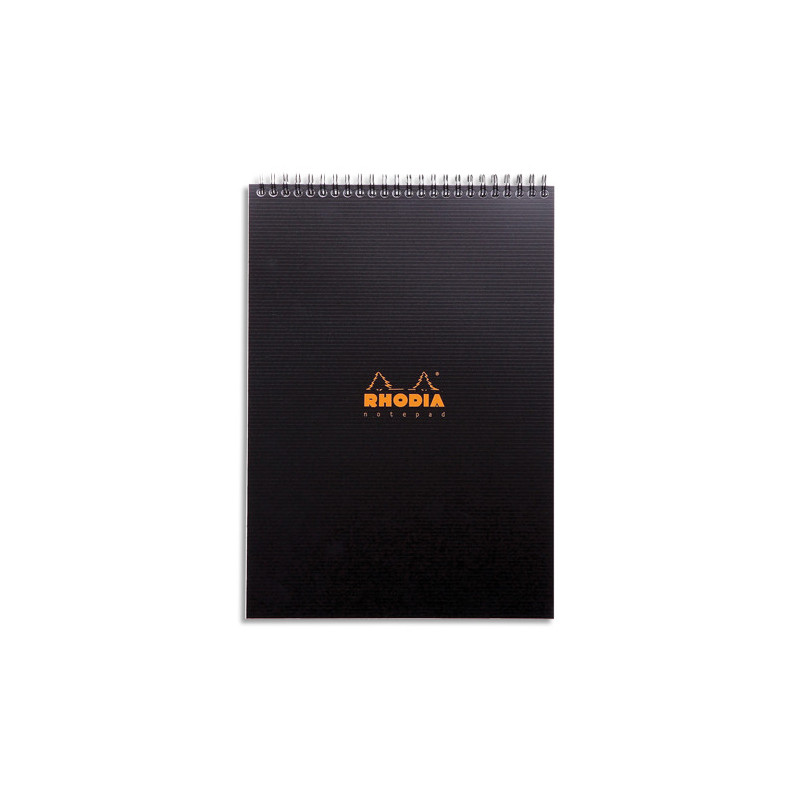 RHODIA Bloc Notepad spirale en tête en polypropylène 160 feuilles format 21x29,7cm.Coloris noir