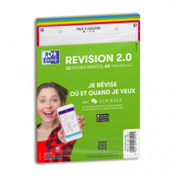 OXFORD Sachet de 32 fiches BRISTOL REVISION OXFORD 2.0 perforées A5 250g 5x5 Assortis