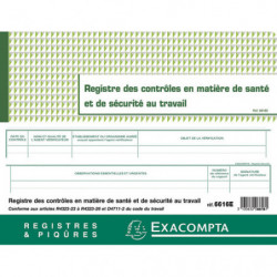 EXACOMPTA Registre piqûre contrôle de santé et sécurité au travail. Format 24x32cm 20 pages