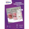 AVERY Sachet de 6 autocollants transparents A4. Impression jet d'encre