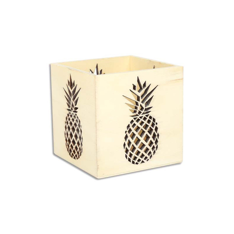 GRAINE CREATIVE Photophore ananas en bois à décorer, format 10x10x10cm
