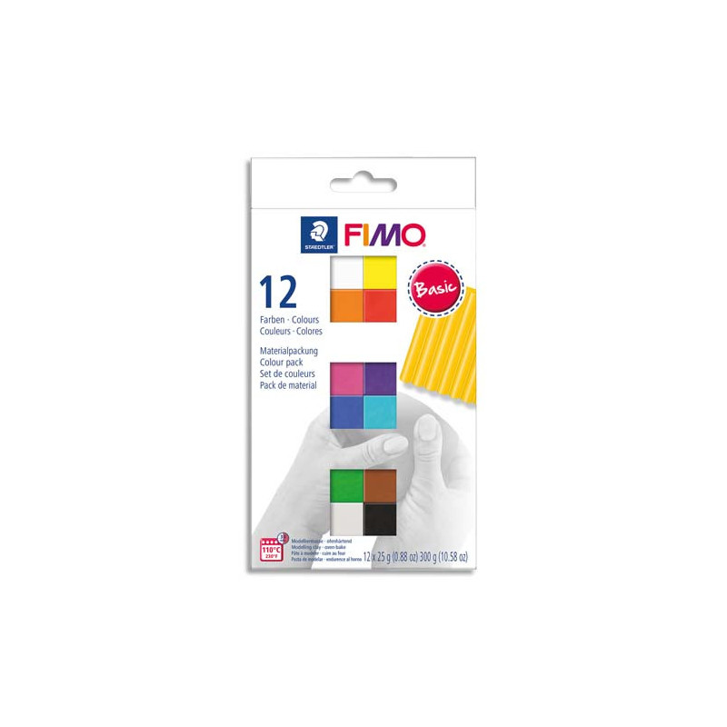 GRAINE CREATIVE Boîte de 12 pains 25g FIMO SOFT couleurs basiques assorties