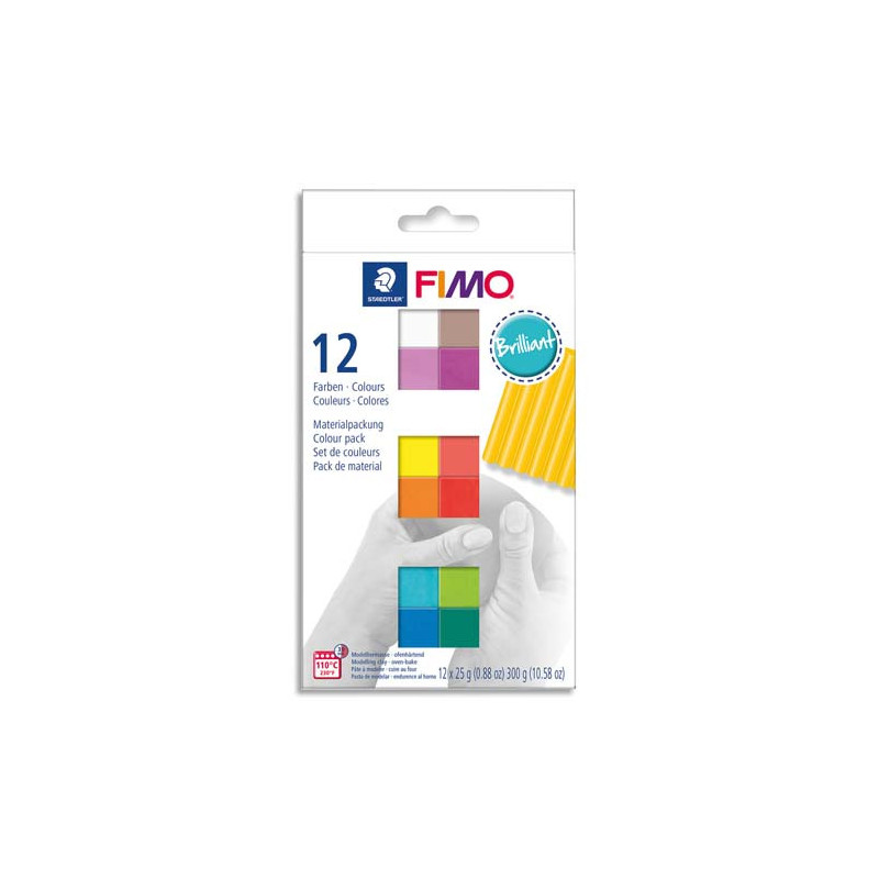 GRAINE CREATIVE Boîte de 12 pains 25g FIMO SOFT couleurs brillantes assorties