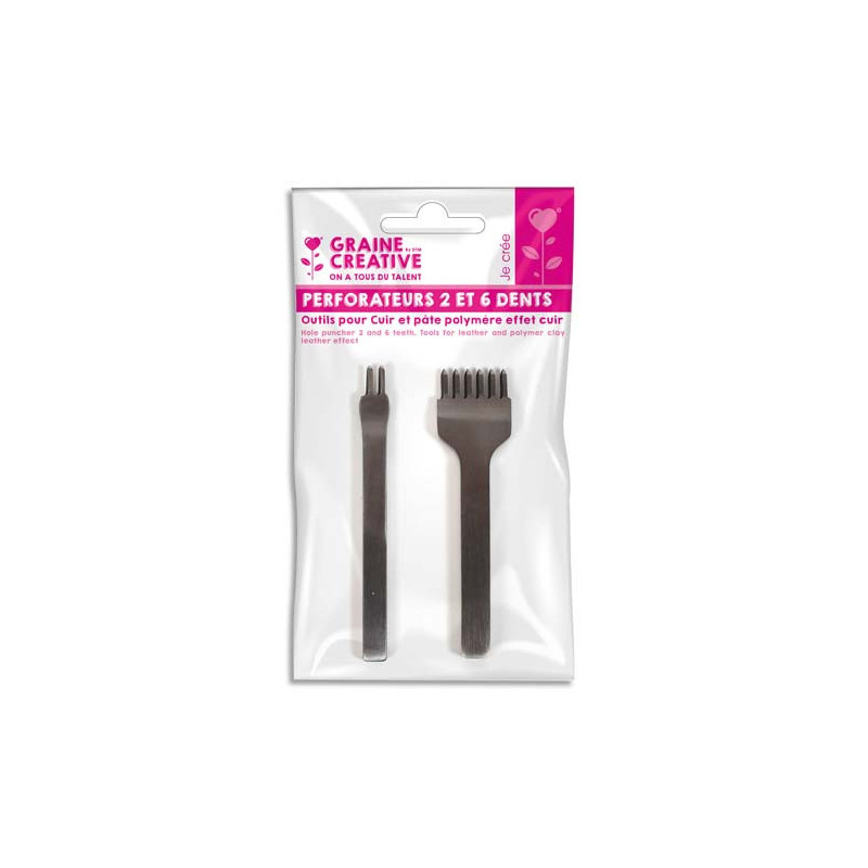 GRAINE CREATIVE Perforateur 2 et 6 dents pour FIMO CUIR