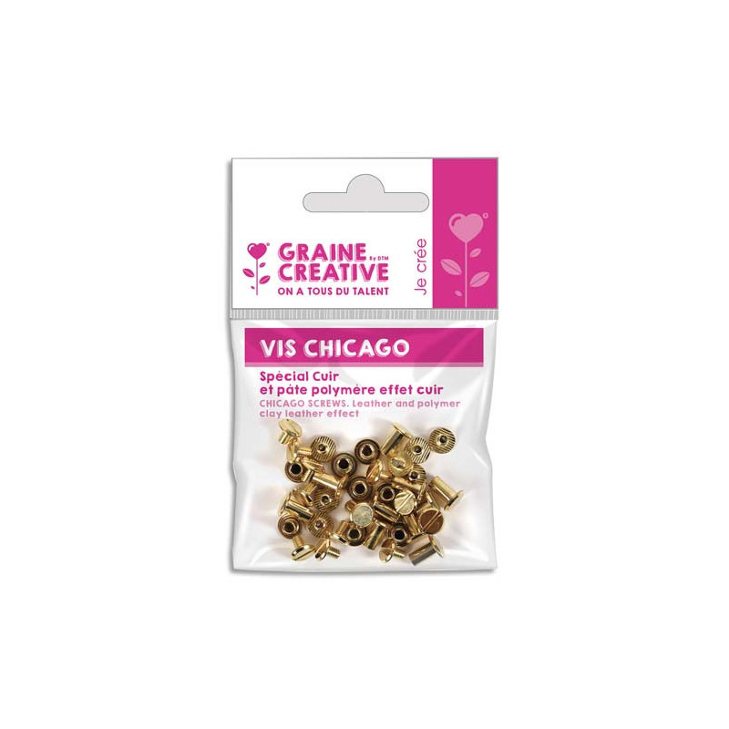 GRAINE CREATIVE Boîte de 20 vis Chicago pour FIMO CUIR