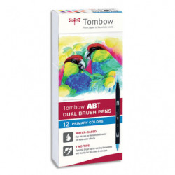 TOMBOW Set de 12 marqueur à base d'alcool ABT PRO, pointe en nylon et pointe biseautée, Couleur Primaire.
