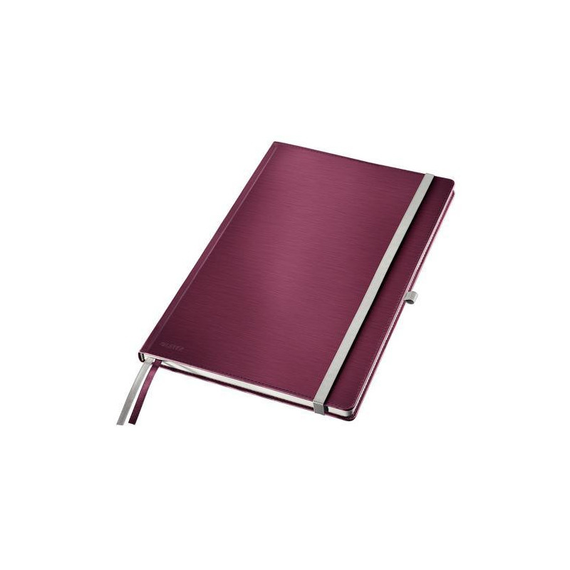 LEITZ Cahier STYLE 160 pages 5x5, couverture rigide. Format A4. Fermeture élastique. Coloris Rouge