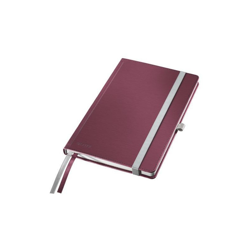 LEITZ Cahier STYLE 160 pages 5x5, couverture rigide. Format A5. Fermeture élastique. Coloris Rouge