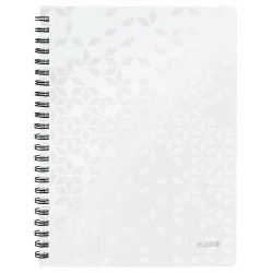 LEITZ Cahier spiralé WOW 21x29,7cm, 160 pages lignées. Couverture souple polypropylène. Coloris Blanc