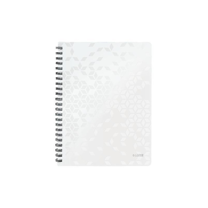 LEITZ Cahier spiralé WOW 21x29,7cm, 160 pages lignées. Couverture souple polypropylène. Coloris Blanc