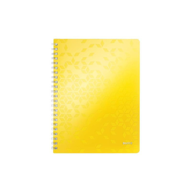 LEITZ Cahier spiralé WOW 21x29,7cm, 160 pages lignées. Couverture souple polypropylène. Coloris Jaune