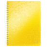 LEITZ Cahier spiralé WOW 21x29,7cm, 160 pages lignées. Couverture souple polypropylène. Coloris Jaune