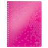 LEITZ Cahier spiralé WOW 21x29,7cm, 160 pages lignées. Couverture souple polypropylène. Coloris Rose