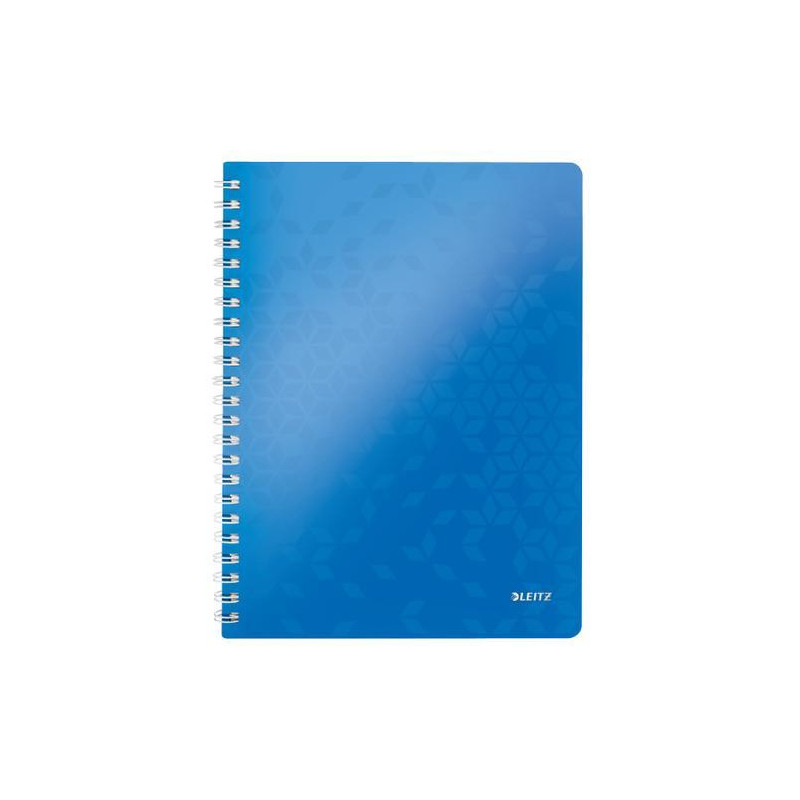 LEITZ Cahier spiralé WOW 21x29,7cm, 160 pages lignées. Couverture souple polypropylène. Coloris Bleu