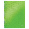 LEITZ Cahier spiralé WOW 21x29,7cm, 160 pages lignées. Couverture souple polypropylène. Coloris Vert