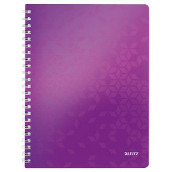 LEITZ Cahier spiralé WOW 21x29,7cm, 160 pages lignées. Couverture souple polypropylène.Coloris Violet