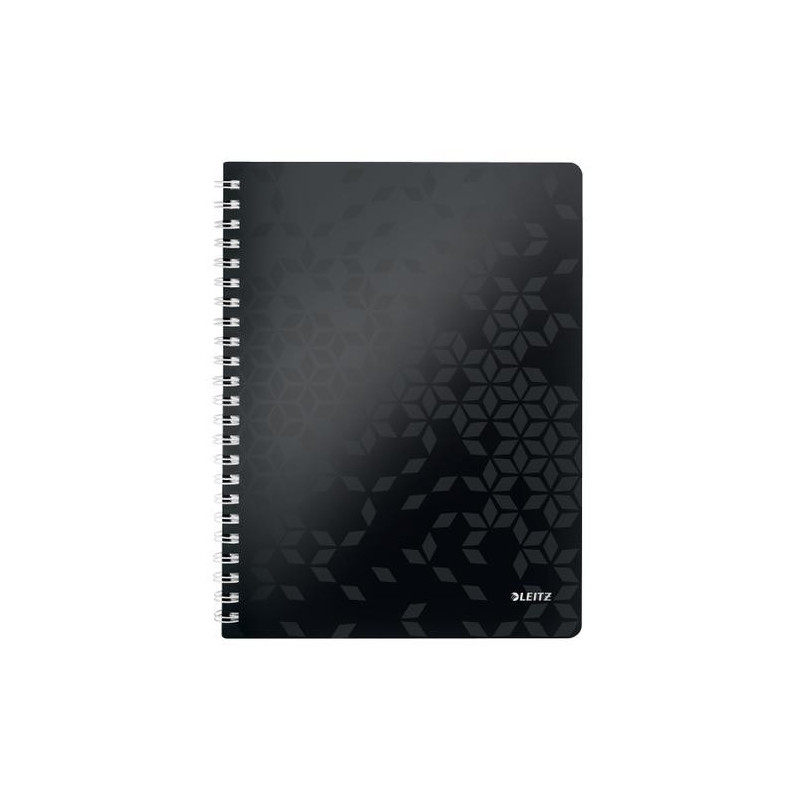 LEITZ Cahier spiralé WOW 21x29,7cm, 160 pages 5x5. Couverture souple polypropylène. Coloris Noir