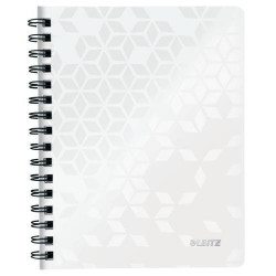 LEITZ Cahier spiralé WOW 14,8x21cm, 160 pages lignées. Couverture souple polypropylène. Coloris Blanc