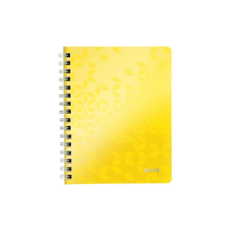 LEITZ Cahier spiralé WOW 14,8x21cm, 160 pages lignées. Couverture souple polypropylène. Coloris Jaune