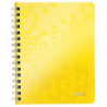 LEITZ Cahier spiralé WOW 14,8x21cm, 160 pages lignées. Couverture souple polypropylène. Coloris Jaune