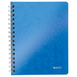 LEITZ Cahier spiralé WOW 14,8x21cm, 160 pages lignées. Couverture souple polypropylène. Coloris Bleu