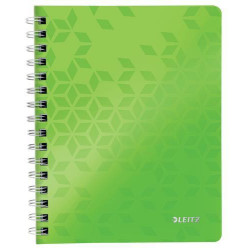 LEITZ Cahier spiralé WOW 14,8x21cm, 160 pages lignées. Couverture souple polypropylène. Coloris Vert