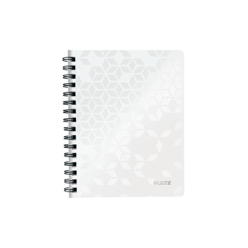 LEITZ Cahier spiralé WOW 14,8x21cm, 160 pages 5x5. Couverture souple polypropylène. Coloris Blanc