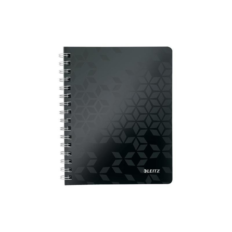 LEITZ Cahier spiralé WOW 14,8x21cm, 160 pages 5x5. Couverture souple polypropylène. Coloris Noir