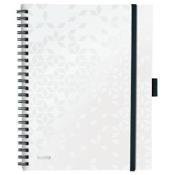 LEITZ Cahier spiralé WOW BEMOBILE 21x29,7cm, 160 pages lignées. Couverture souple polypro. Coloris Blanc