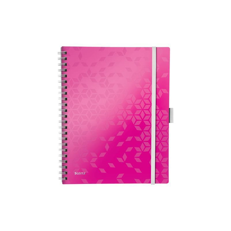 LEITZ Cahier spiralé WOW BEMOBILE 21x29,7cm, 160 pages lignées. Couverture souple polypro. Coloris Rose