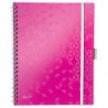 LEITZ Cahier spiralé WOW BEMOBILE 21x29,7cm, 160 pages lignées. Couverture souple polypro. Coloris Rose